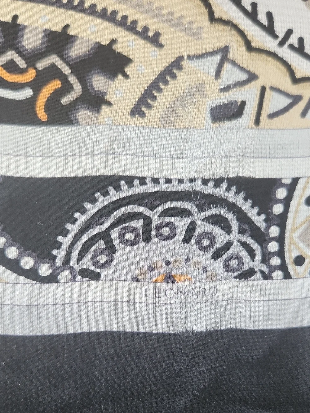 Leonard Paris Paisley Sheer Silk Scarf/Shawl in Black and Cream 70x180 cm